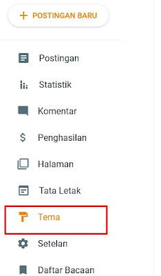 Pilih Menu Tema - Cara Backup Artikel atau Konten Blog di Blogger Atau Blogspot