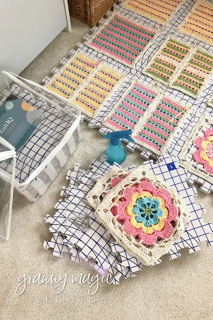 Use foam blocking mats for crochet squares