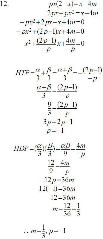 Matematik Tambahan: Persamaan Kuadratik