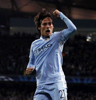 David Silva celebrates a goal for Manchester City