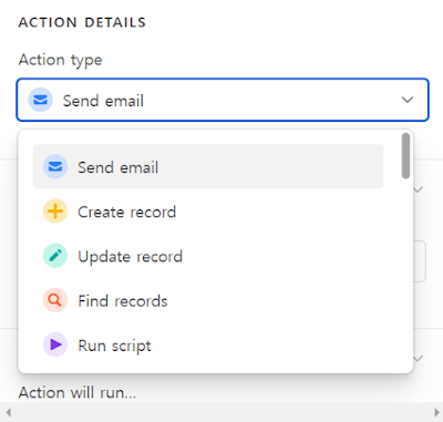 Airtable 자동화 액션의 유형