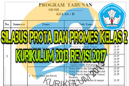 Donwload Silabus Prota dan Promes Kelas 2 semester 1 Kurikulum 2013 Revisi 2017 