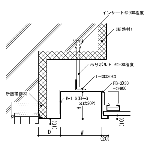 3-31-2　鋼製埋込み形（天井ボードを受ける場合）