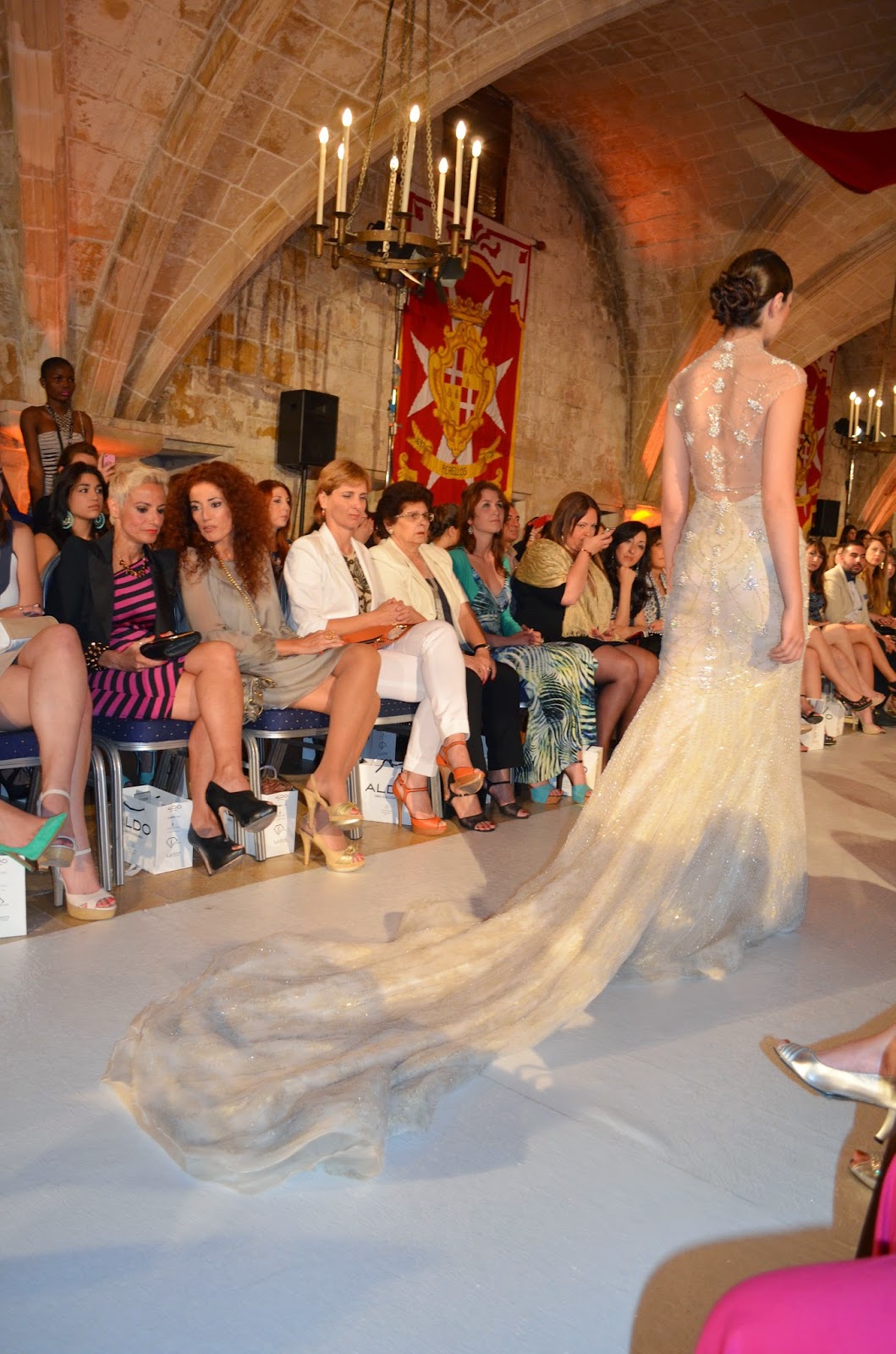 lace wedding dresses with sleeves and open back Mercedes-Benz Malta Fashion Week 2014- Bridal Fashion Show