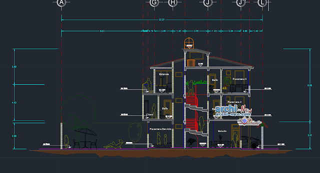 Separated house 3 levels Dwg