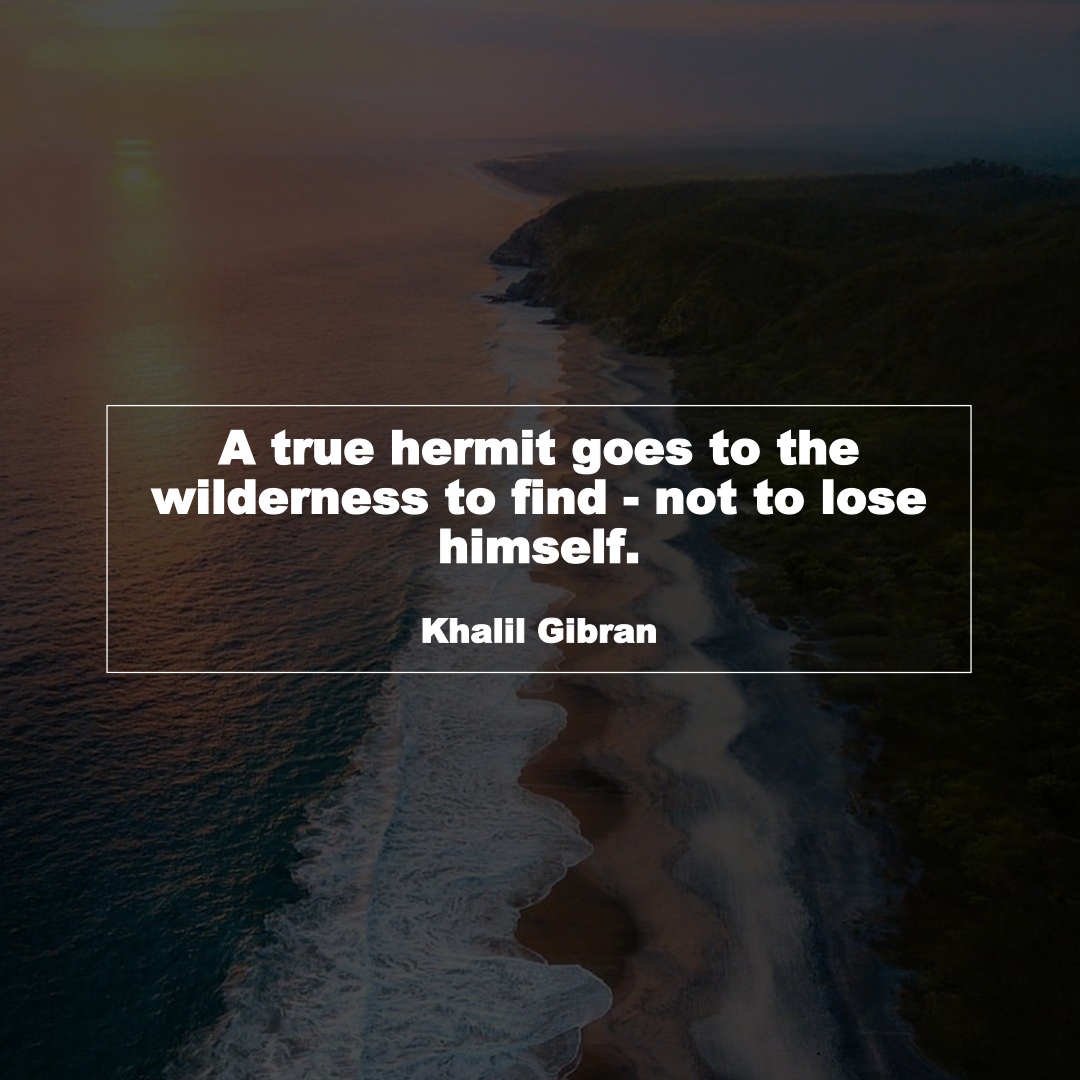 A true hermit goes to the wilderness to find - not to lose himself. (Khalil Gibran)