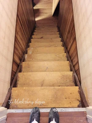 Looking down the basement stairwell.