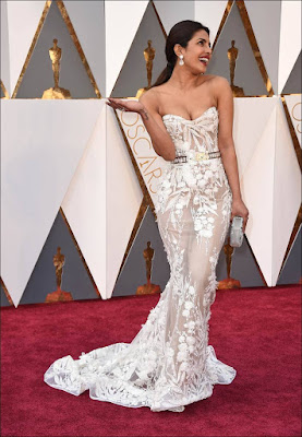 Priyanka Chopra in white dress at Oscars 2016 stills