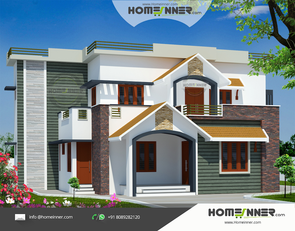 2960 sq ft 4 bedroom Indian house  design  front  view 