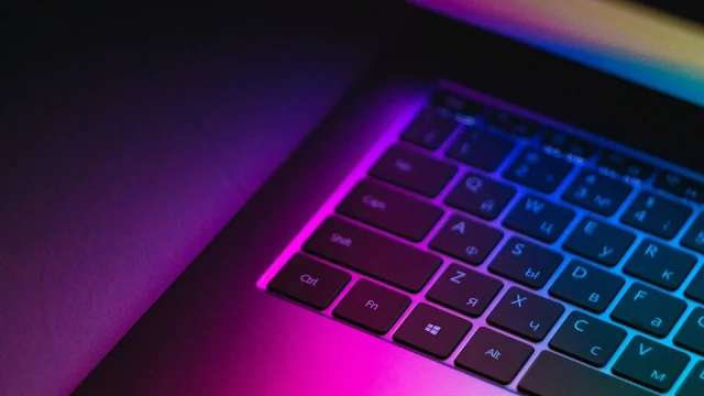 Laptop, Keyboard, Light, Gradient