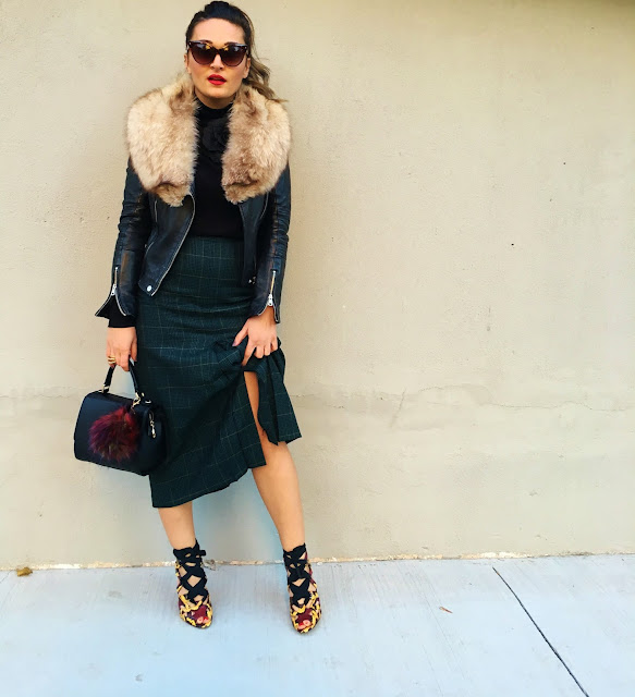 Midi skirt, brian atwood shoes, brian atwood snakeskin sandals, plaid skirt, plaid midi skirt, classic style, leather jacket, how to wear a midi skirt, midi suknja, moda za jesen, jesenji outfit, toronto blogger, srpkinje, top bloggers, top fashion blogger