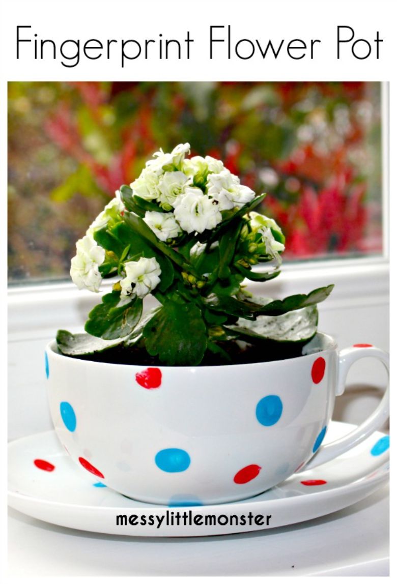 fingerprint cup flower pot craft