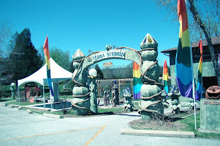 Terra Studios entrance with clay sculptures