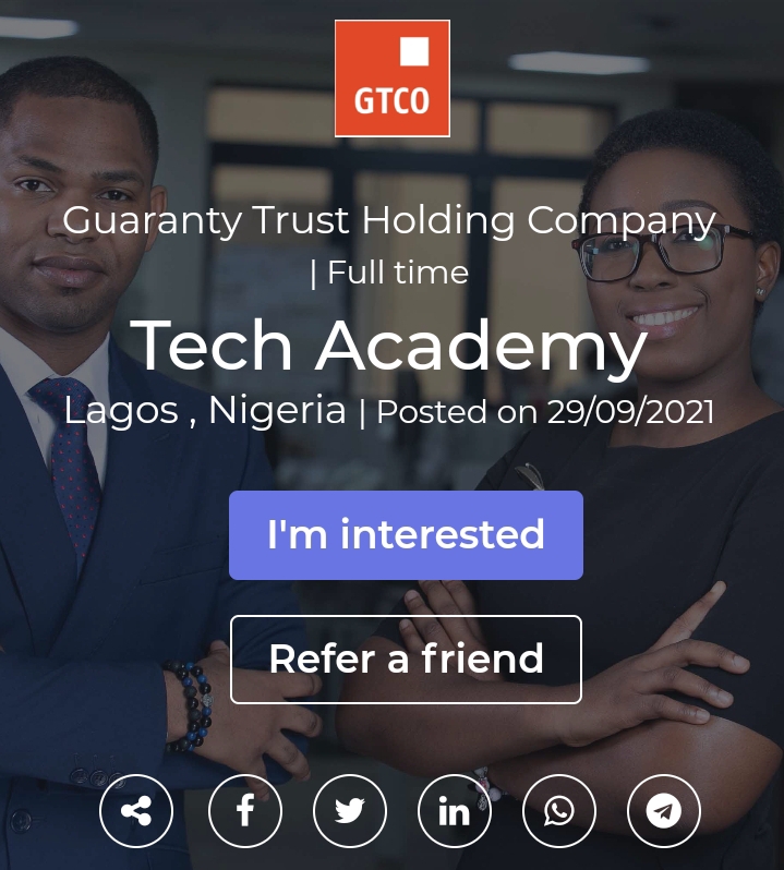 Full-Time Job For Graduates Tech Academy At Guaranty Trust Group Holding Company Plc (GTCo Plc) - APPLY HERE