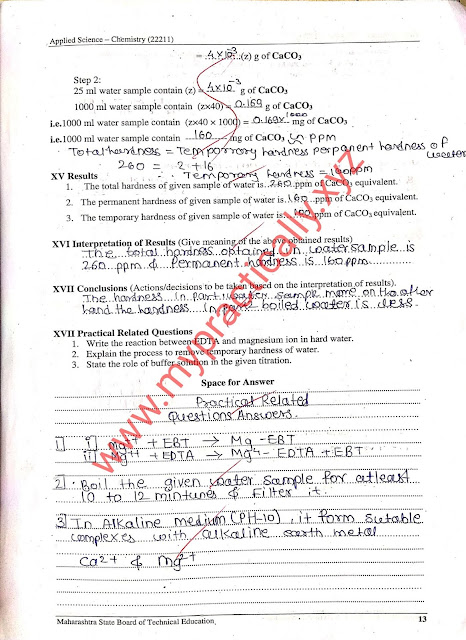 Hardness of water practical answers Applied Chemistry Msbte Manual Answers