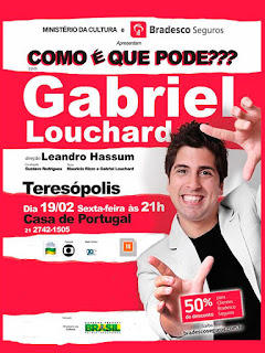 Casa de Portugal apresenta "Como é Que pode???" com Gabriel Louchard em Teresópolis