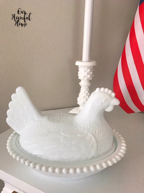 Indiana Glass milk glass hen-on-nest candy dish