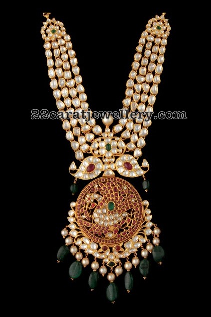 Kundan Long Chain Peacock Pendant