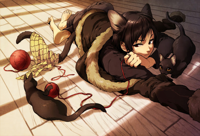   Durarara Izaya Orihara Cats Playing Animal Ear Cute Boy Guy Male anime hd wallpaper desktop pc background 0009.