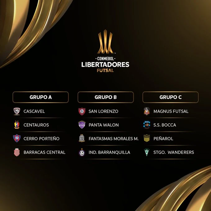 ⚽ Quedó definida la Fase de Grupos de la CONMEBOL #LibertadoresFS que se jugará desde el 19 al 26 de mayo.