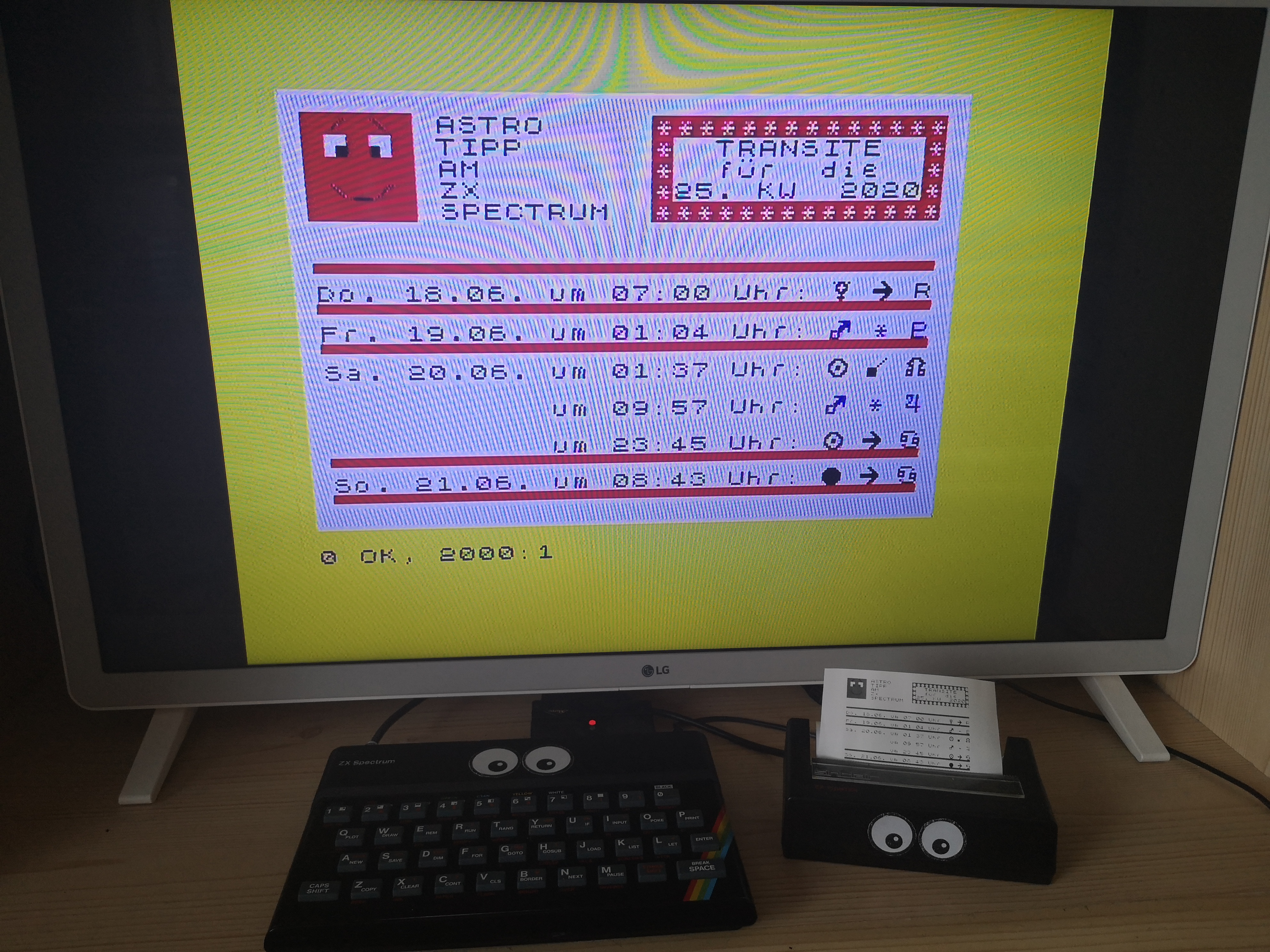 Astro-Tipps dieser Kalenderwoche am ZX Spectrum und ZX Printer