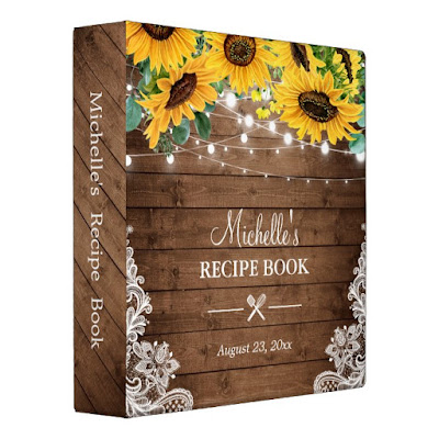  Bridal Shower Recipe Book Sunflower String Lights 3 Ring Binder