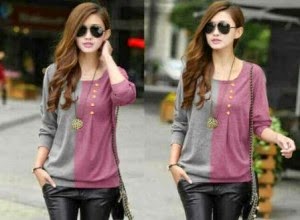 model baju korea terbaru blouse spandek warna pink