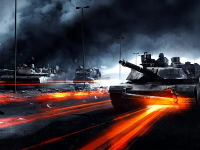 Battlefield 3 Tanks Flaming Lights HD Desktop Wallpaper