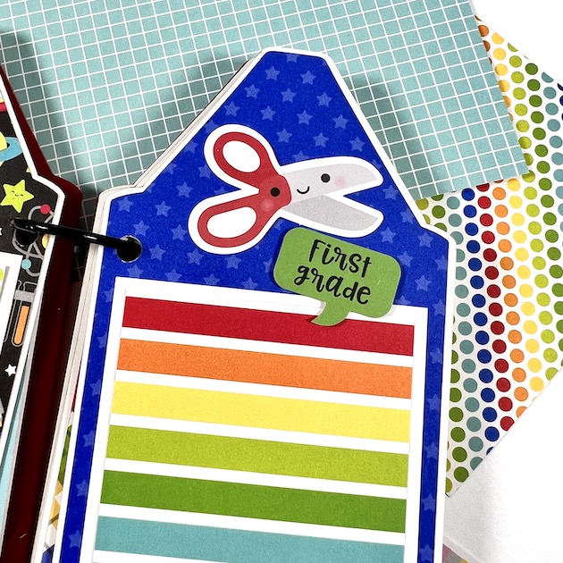 Crayon shaped scrapbook album for school photos