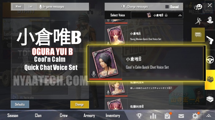 Active Sav 小倉唯b Cool N Calm Japanese Quick Chat Voice Set For Pubg Mobile