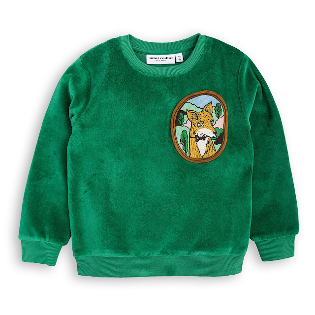 Mini Rodini Fox Velour Sweatshirt - Green