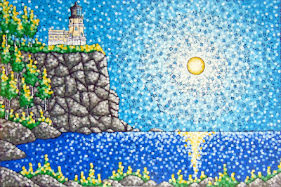 Light of the World painting by aaron kloss artist, split rock lighthouse painting, duluth painter, minnesota landscape painting