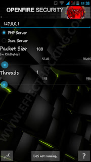  adalah aplikasi android yang dapat digunakan untuk menghancurkan atau membuat down sebuah OFS Doser - Tool Denial of Service Attack Android