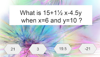 What is 15+1½ x-4.5y  when x=6 and y=10 ? Possible answers: 21, 3, 19.5, -21