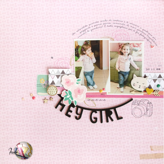 scrapbook layout "hey girl" di kushi per Scrappiamo Insieme | www.kkushi.com