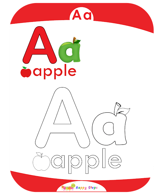 The Ant and the Apple Coloring Worksheets - Letter A for kids