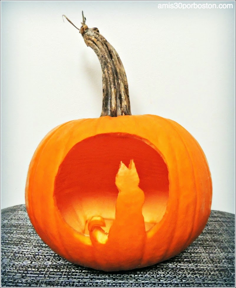 Calabazas Decoradas para Halloween: Gato y Luna Llena 