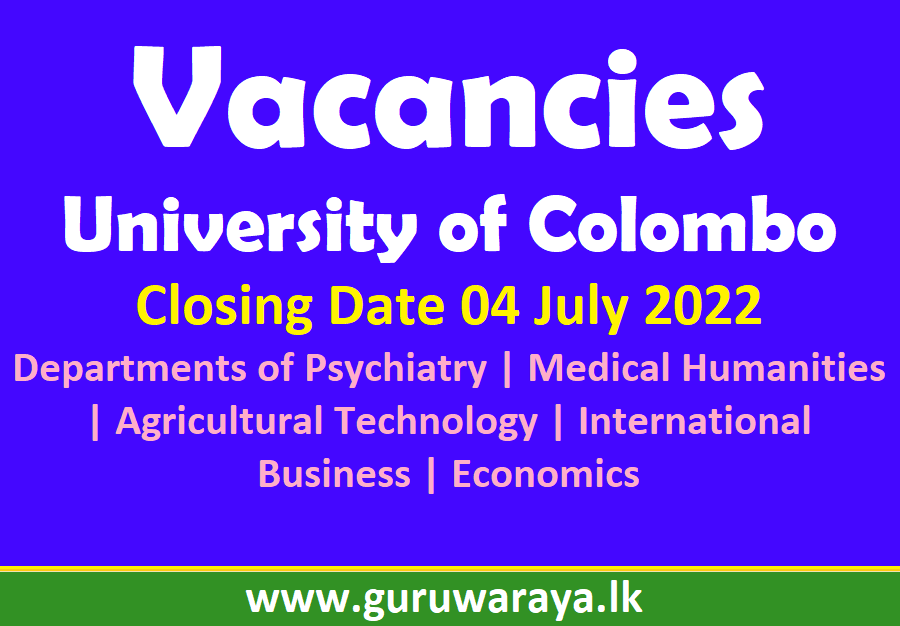Lecturer Vacancies : University of Colombo