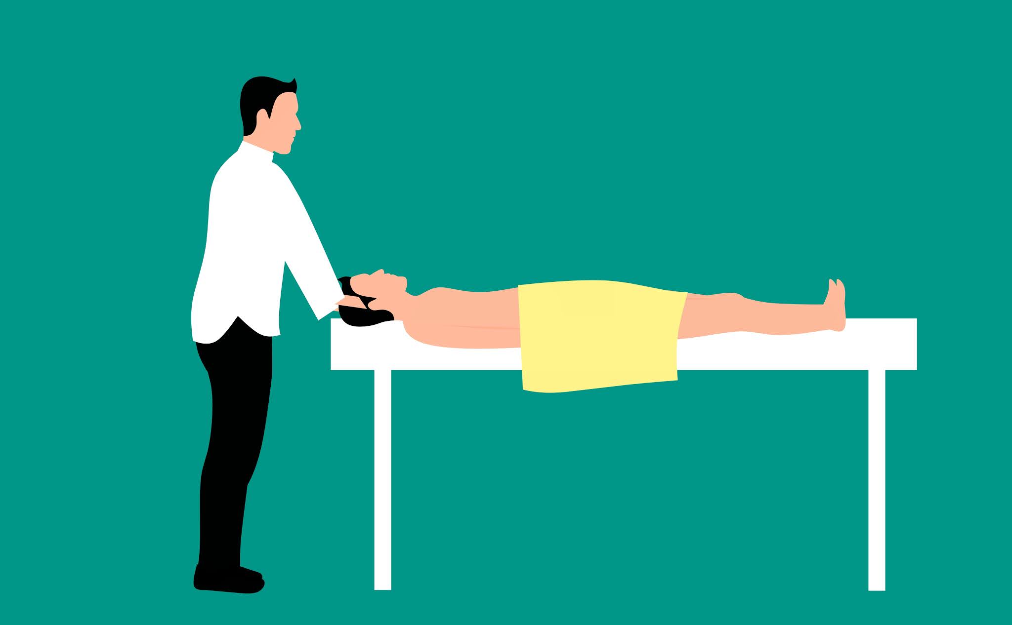 Illustration of massage therapist in session