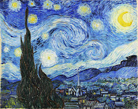 The Starry Night c.1889 by Vincent van Gogh, Post-Impressionist view from the window of asylum room at Saint-Rémy-de-Provence