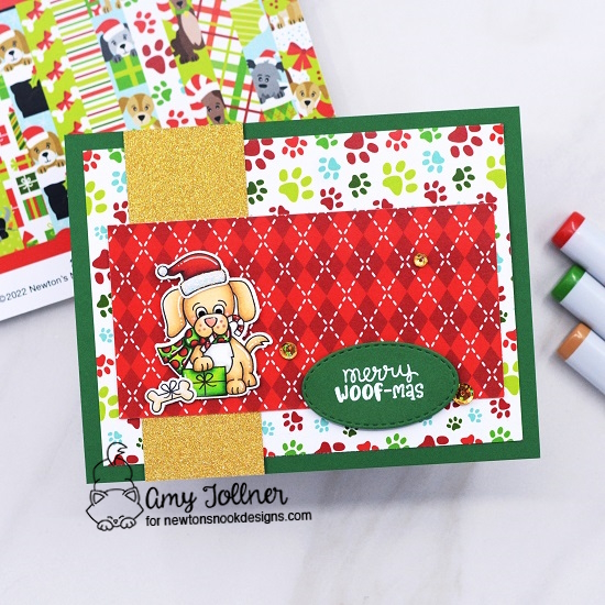 Christmas Puppies Stamp and Die Set, Canine Christmas Paper Pad, Oval Frames Die Set by Newton's Nook Designs #newtonsnookdesigns #newtonsnook #nnd #handmade