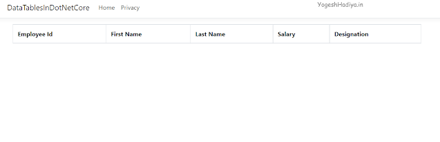 Server Side Rendering Of DataTables JS In ASP.Net Core - YogeshHadiya.in