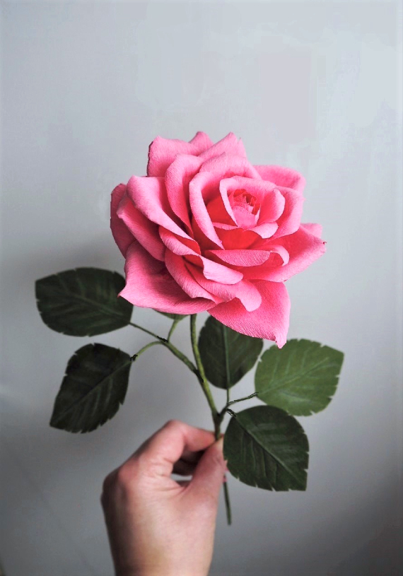 'Sisters'- Crepe Paper pink and Red Garden Roses