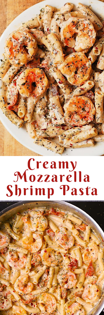 Creamy Mozzarella Shrimp Pasta