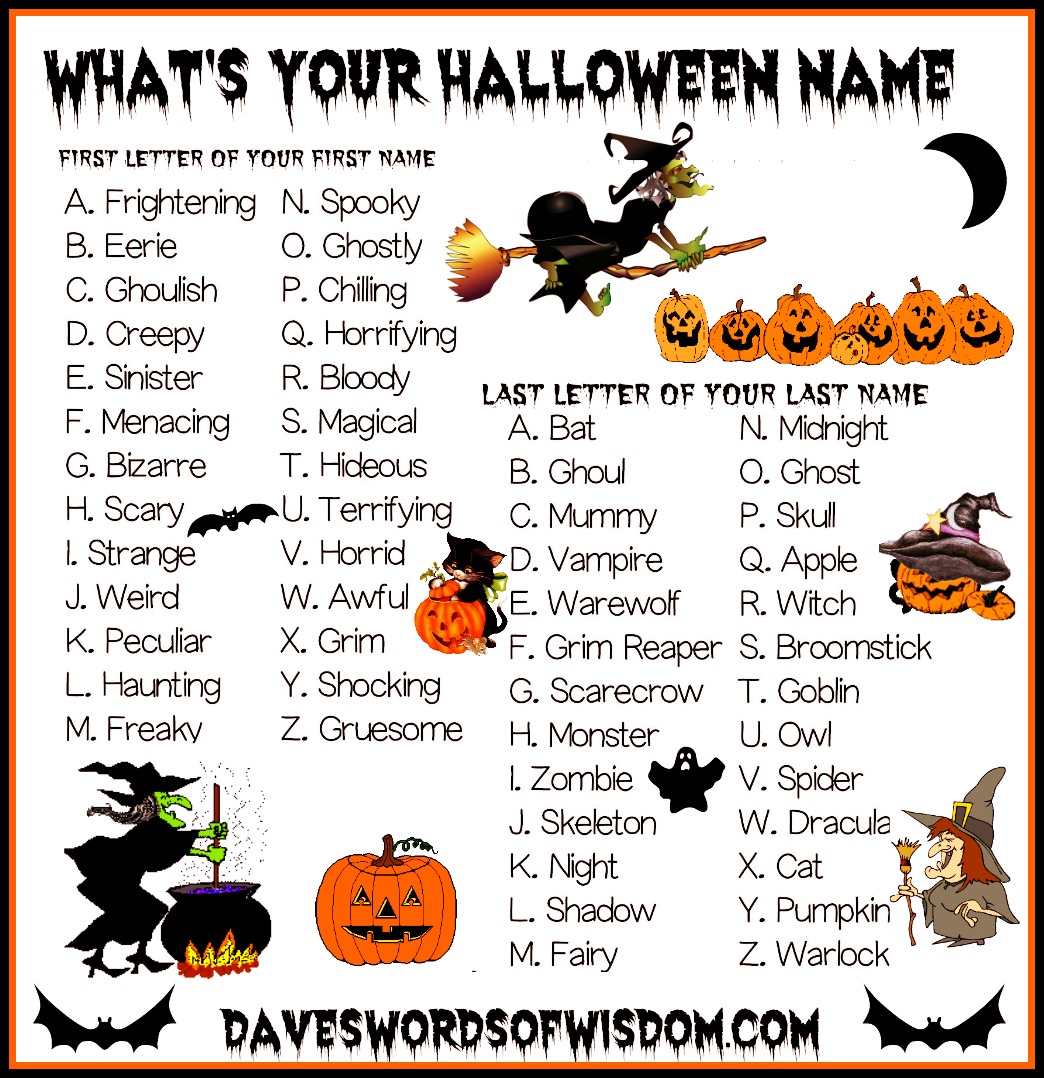 Daveswordsofwisdom com What s Your Halloween  Name 