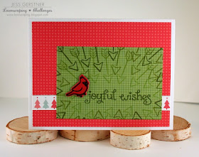 Christmas Cards by Jess Gerstner using Lawn Fawn Joy to the Woods and Blue Skies