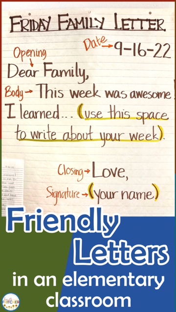 writing friendly letters elementary classroom
