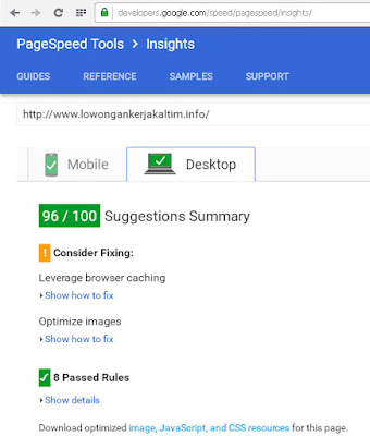 lowongankerjakaltim.info-valid-google-page-speed-insight-versi-desktop