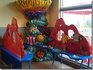 A play area with legos in the restaurant