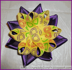 layers of looped ribbon for flower bow craft